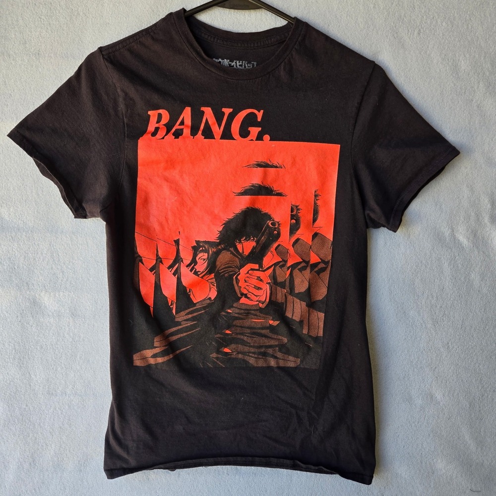 Cowboy Bebop Bang Anime Graphic Tee Spike Spiegel Faye Valentine Black Shirt S